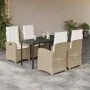 Set comedor de jardín 5 pzas con cojines ratán sintético beige by , Garden sets - Ref: Foro24-3212383, Price: 619,52 €, Disco...