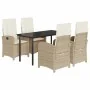 Set comedor de jardín 5 pzas con cojines ratán sintético beige by , Garden sets - Ref: Foro24-3212383, Price: 619,52 €, Disco...