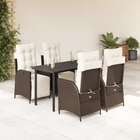 Set comedor de jardín 5 piezas y cojines ratán sintético marrón von , Gartensets - Ref: Foro24-3213415, Preis: 668,62 €, Raba...