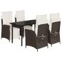 Set comedor de jardín 5 piezas y cojines ratán sintético marrón von , Gartensets - Ref: Foro24-3213415, Preis: 668,62 €, Raba...