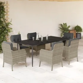Set comedor jardín 7 pzas y cojines ratán sintético gris claro by , Garden sets - Ref: Foro24-3211995, Price: 788,84 €, Disco...
