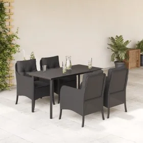 Set de muebles jardín 5 pzas con cojines ratán sintético negro de , Conjuntos de jardín - Ref: Foro24-3211929, Precio: 495,99...