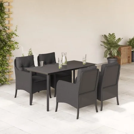 Set de muebles jardín 5 pzas con cojines ratán sintético negro by , Garden sets - Ref: Foro24-3211929, Price: 496,05 €, Disco...