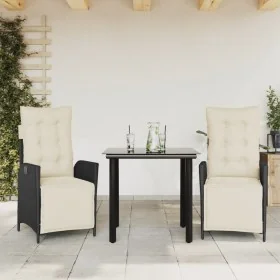 Set comedor de jardín 3 pzas con cojines ratán sintético negro de , Conjuntos de jardín - Ref: Foro24-3213385, Precio: 354,57...