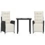 Set comedor de jardín 3 pzas con cojines ratán sintético negro by , Garden sets - Ref: Foro24-3213385, Price: 356,79 €, Disco...