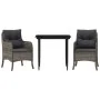 Set comedor de jardín 3 piezas con cojines ratán sintético gris de , Conjuntos de jardín - Ref: Foro24-3211948, Precio: 328,6...