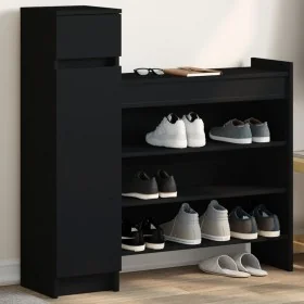 Zapatero madera de ingeniería negro 100,5x28x100 cm by , Shoe racks and shoe organizers - Ref: Foro24-840423, Price: 99,40 €,...