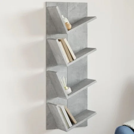 Estantería de pared 4 niveles gris hormigón 33x16x90 cm by , Shelves and shelves - Ref: Foro24-840719, Price: 38,80 €, Discou...