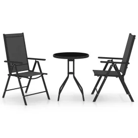 Set mesa y sillas de jardín 3 pzas aluminio y textilene negro von , Gartensets - Ref: Foro24-3070652, Preis: 159,73 €, Rabatt: %