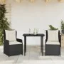 Set comedor de jardín 3 pzas con cojines ratán sintético negro by , Garden sets - Ref: Foro24-3262826, Price: 317,81 €, Disco...