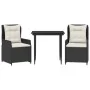 Set comedor de jardín 3 pzas con cojines ratán sintético negro by , Garden sets - Ref: Foro24-3262826, Price: 317,81 €, Disco...