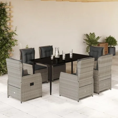 Set comedor jardín 7 pzas y cojines ratán sintético gris claro by , Garden sets - Ref: Foro24-3262900, Price: 775,32 €, Disco...