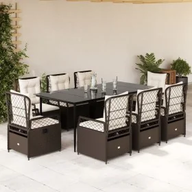 Set comedor para jardín 9 pzas y cojines ratán sintético marrón by , Garden sets - Ref: Foro24-3262977, Price: 1,00 €, Discou...