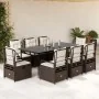 Set comedor para jardín 9 pzas y cojines ratán sintético marrón de , Conjuntos de jardín - Ref: Foro24-3262977, Precio: 980,0...