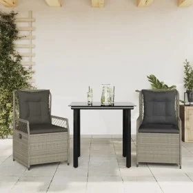 Set comedor de jardín 3 pzas cojines ratán sintético gris claro by , Garden sets - Ref: Foro24-3263034, Price: 263,76 €, Disc...