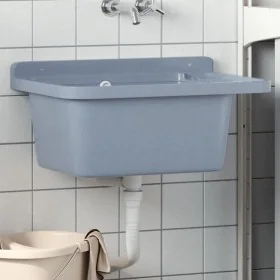 Fregadero lavabo de pared resina gris 60x40x28 cm by , Sinks - Ref: Foro24-4002798, Price: 88,21 €, Discount: %