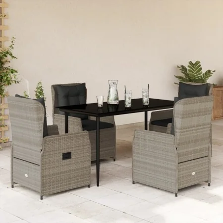 Set comedor de jardín 5 pzas cojines ratán sintético gris claro by , Garden sets - Ref: Foro24-3262898, Price: 570,52 €, Disc...