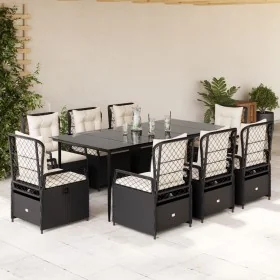 Set de comedor de jardín 9 pzas y cojines ratán sintético negro von , Gartensets - Ref: Foro24-3262963, Preis: 1,00 €, Rabatt: %