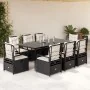Set de comedor de jardín 9 pzas y cojines ratán sintético negro de , Conjuntos de jardín - Ref: Foro24-3262963, Precio: 963,1...