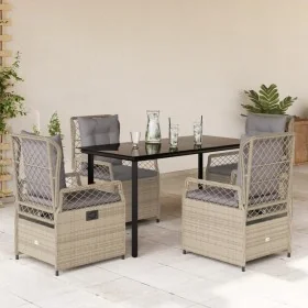 Set comedor de jardín 5 pzas con cojines ratán sintético beige by , Garden sets - Ref: Foro24-3263008, Price: 500,30 €, Disco...