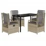 Set comedor de jardín 5 pzas con cojines ratán sintético beige by , Garden sets - Ref: Foro24-3263008, Price: 500,30 €, Disco...