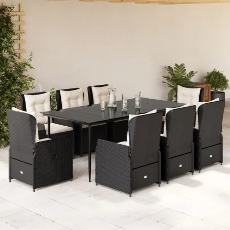Set de comedor de jardín 9 pzas y cojines ratán sintético negro by , Garden sets - Ref: Foro24-3262832, Price: 1,00 €, Discou...