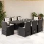 Set de comedor de jardín 9 pzas y cojines ratán sintético negro by , Garden sets - Ref: Foro24-3262832, Price: 1,00 €, Discou...