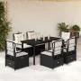 Set de comedor de jardín 7 pzas y cojines ratán sintético negro von , Gartensets - Ref: Foro24-3262968, Preis: 676,38 €, Raba...