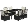 Set de comedor de jardín 7 pzas y cojines ratán sintético negro von , Gartensets - Ref: Foro24-3262968, Preis: 676,38 €, Raba...