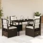 Set comedor de jardín 5 piezas y cojines ratán sintético marrón de , Conjuntos de jardín - Ref: Foro24-3262980, Precio: 478,0...