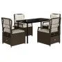 Set comedor de jardín 5 piezas y cojines ratán sintético marrón de , Conjuntos de jardín - Ref: Foro24-3262980, Precio: 478,0...