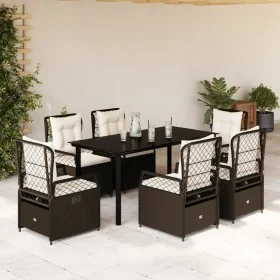 Set comedor de jardín 7 pzas con cojines ratán sintético marrón by , Garden sets - Ref: Foro24-3262982, Price: 705,91 €, Disc...