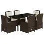 Set comedor de jardín 7 pzas con cojines ratán sintético marrón by , Garden sets - Ref: Foro24-3262851, Price: 797,44 €, Disc...