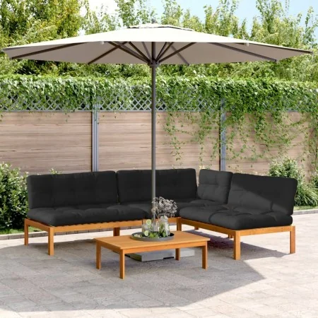 Set de sofás de palets de jardín y cojines 4 pzas madera acacia by , Outdoor sofas - Ref: Foro24-3209460, Price: 635,09 €, Di...