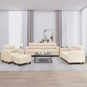Juego de sofás con cojines 4 piezas tela microfibra beige by , Sofas - Ref: Foro24-3202301, Price: 855,97 €, Discount: %
