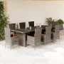 Set comedor jardín 9 pzas y cojines ratán sintético gris by , Garden sets - Ref: Foro24-3277555, Price: 1,00 €, Discount: %