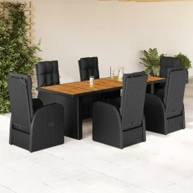 Set de comedor de jardín 7 pzas y cojines ratán sintético negro by , Garden sets - Ref: Foro24-3277632, Price: 1,00 €, Discou...