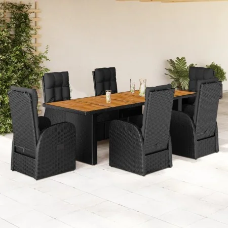 Set de comedor de jardín 7 pzas y cojines ratán sintético negro von , Gartensets - Ref: Foro24-3277632, Preis: 1,00 €, Rabatt: %