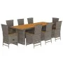 Set comedor jardín 9 pzas y cojines ratán sintético gris by , Garden sets - Ref: Foro24-3277548, Price: 1,00 €, Discount: %
