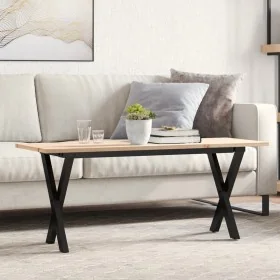 Mesa de centro marco X madera maciza pino y acero 110x40x45 cm by , Kitchen and dining tables - Ref: Foro24-3282689, Price: 6...