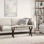 Mesa de centro marco X madera maciza pino y acero 110x40x45 cm by , Kitchen and dining tables - Ref: Foro24-3282689, Price: 6...