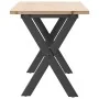 Mesa de centro marco X madera maciza pino y acero 110x40x45 cm by , Kitchen and dining tables - Ref: Foro24-3282689, Price: 6...