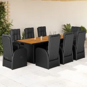 Set de comedor de jardín 9 pzas y cojines ratán sintético negro von , Gartensets - Ref: Foro24-3277630, Preis: 1,00 €, Rabatt: %