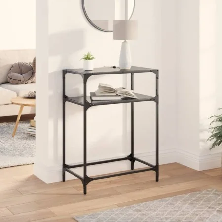 Mesa consola con superficie de vidrio negro acero 60x35x81 cm by , console tables - Ref: Foro24-846023, Price: 48,40 €, Disco...