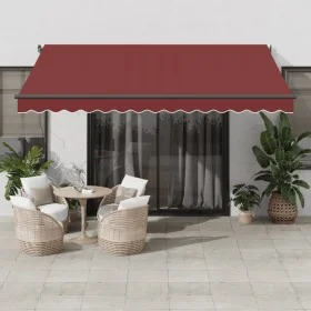 Toldo retráctil automático con LEDs color burdeos 400x350 cm by , Awnings - Ref: Foro24-3215001, Price: 832,01 €, Discount: %