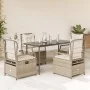 Set comedor de jardín 5 pzas con cojines ratán sintético beige von , Gartensets - Ref: Foro24-3263015, Preis: 551,84 €, Rabat...