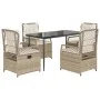 Set comedor de jardín 5 pzas con cojines ratán sintético beige von , Gartensets - Ref: Foro24-3263015, Preis: 551,84 €, Rabat...