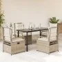 Set comedor de jardín 5 pzas con cojines ratán sintético beige by , Garden sets - Ref: Foro24-3263022, Price: 498,47 €, Disco...