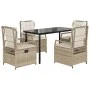 Set comedor de jardín 5 pzas con cojines ratán sintético beige by , Garden sets - Ref: Foro24-3263022, Price: 498,47 €, Disco...