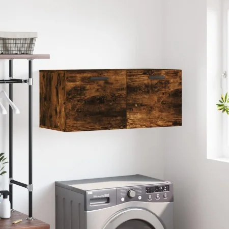 Armario de pared madera ingeniería roble ahumado 80x36,5x35 cm by , Lockers and storage cabinets - Ref: Foro24-830089, Price:...